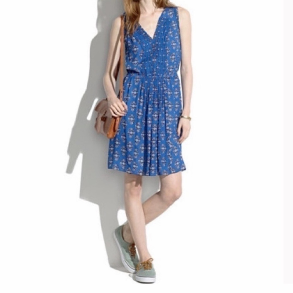 Madewell Blue Floral Flowy Sleeveless Dress, Size 0